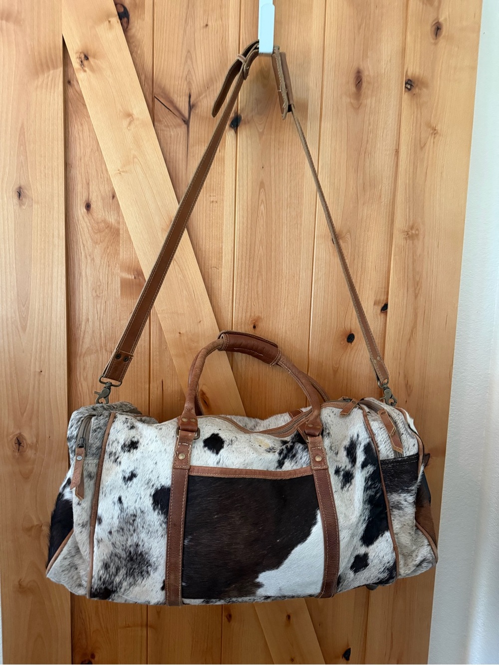 Myra Amore Hairon Cowhide Leather Weekender Duffle Western Boho